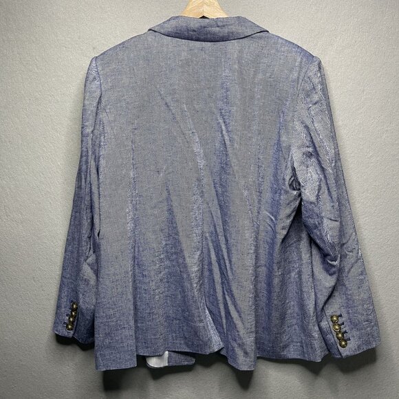 Lane Bryant Womens Blue Linen Blend Blazer 24P Two-Button Plus Size Jacket - Picture 5 of 6